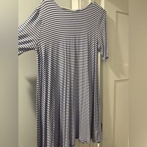Old Navy Blue and White Striped High Low Dress